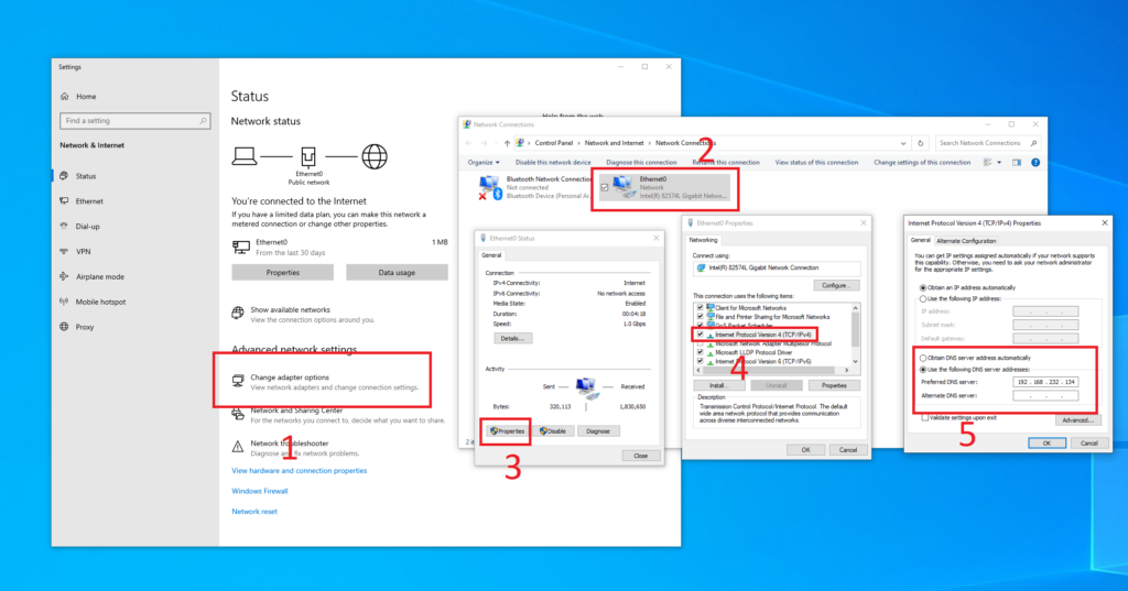 Setting up DNS Settings in Windows 10