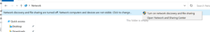 Turning on network discovery